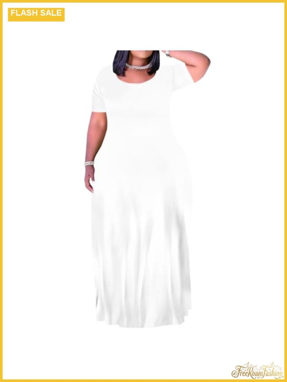 Plus Size Maxi Dress Short Sleeve Casual Sundress